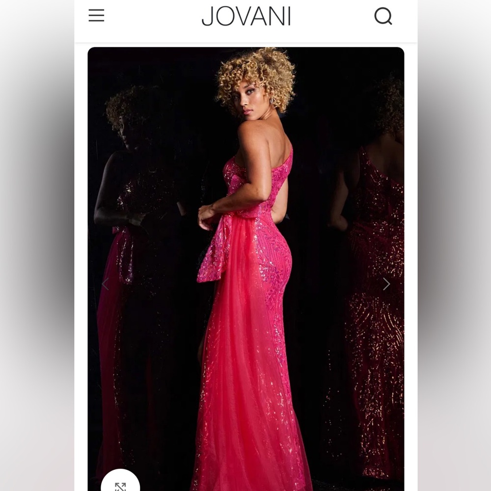 NWT Jovani Pink Sequin One-Shoulder Dress Size 2
